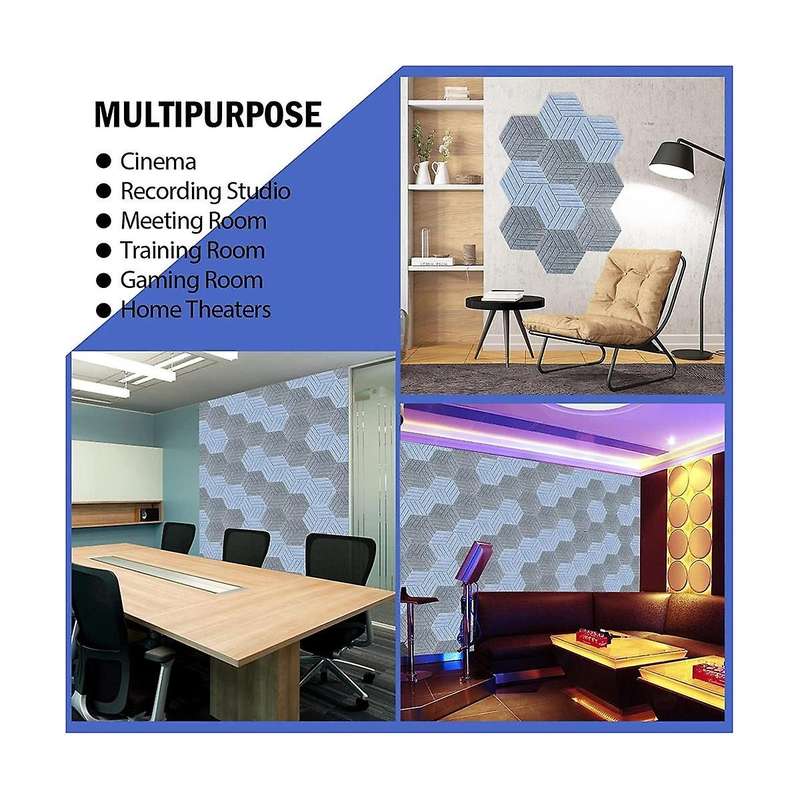 Sound Proof Panels Hexagon Self-adhesive,12 Pcs Acoustic Panel, Sound Dampening Panel for Studio Of