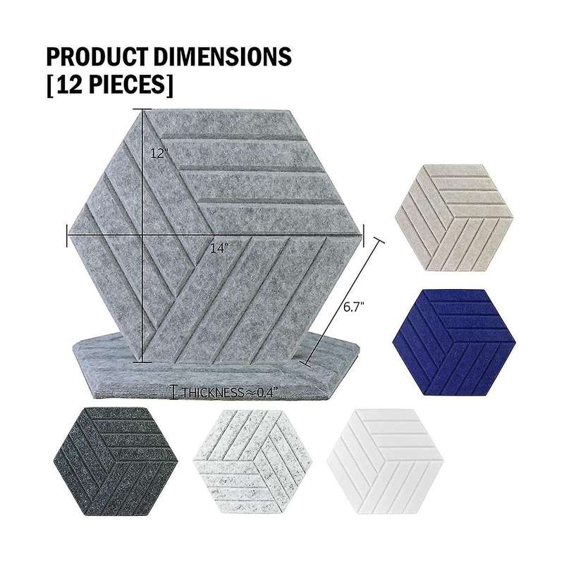 Sound Proof Panels Hexagon Self-adhesive,12 Pcs Acoustic Panel, Sound Dampening Panel for Studio Of