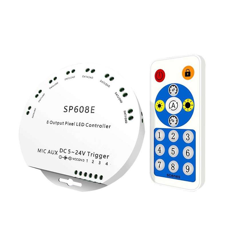 SP608E DC5V-24V WS2812B Bluetooth APP Music Controller with Remote 8 CH SP602E 4 CH WS2811 WS2815 LE