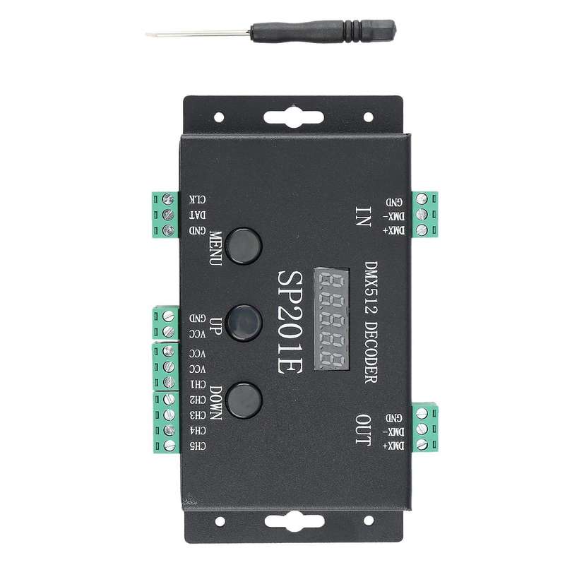 SP201E RGB LED Pixels Strip Controller DMX512 Decoder Supports 3072 Channels, Compatible with a of I