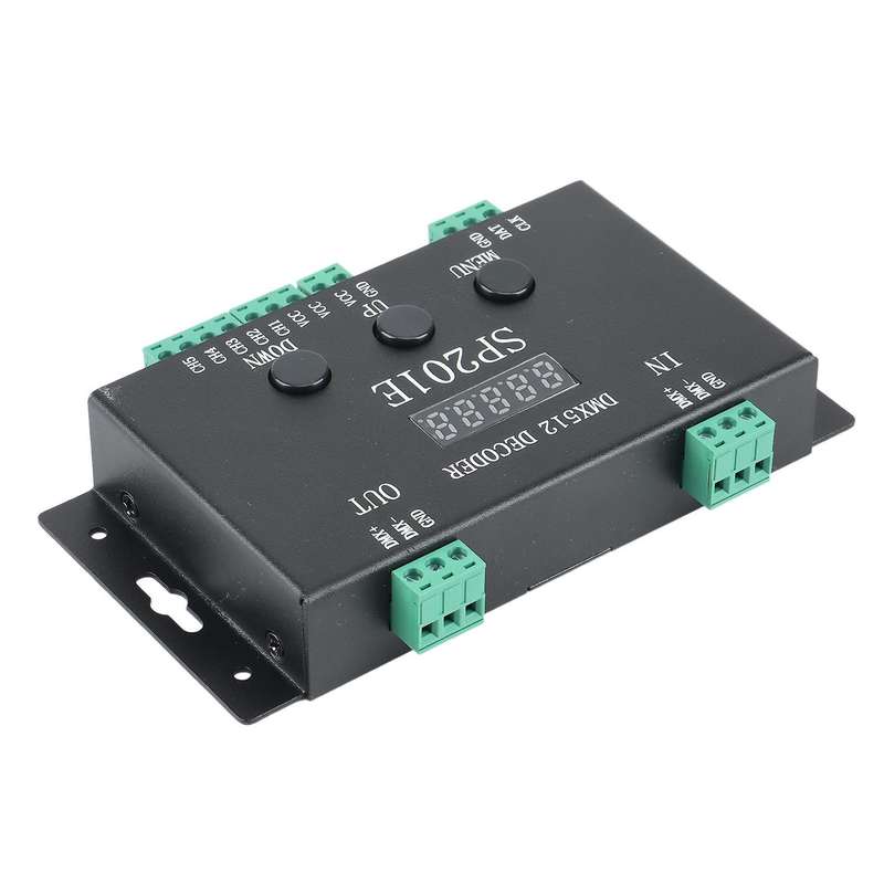 SP201E RGB LED Pixels Strip Controller DMX512 Decoder Supports 3072 Channels, Compatible with a of I