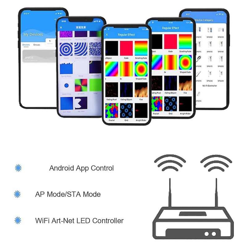 Sp801e Wifi Art-net Led Controller Led Panel Module Ws2812b Ws2811 Light Strip Wireless Control Dc5