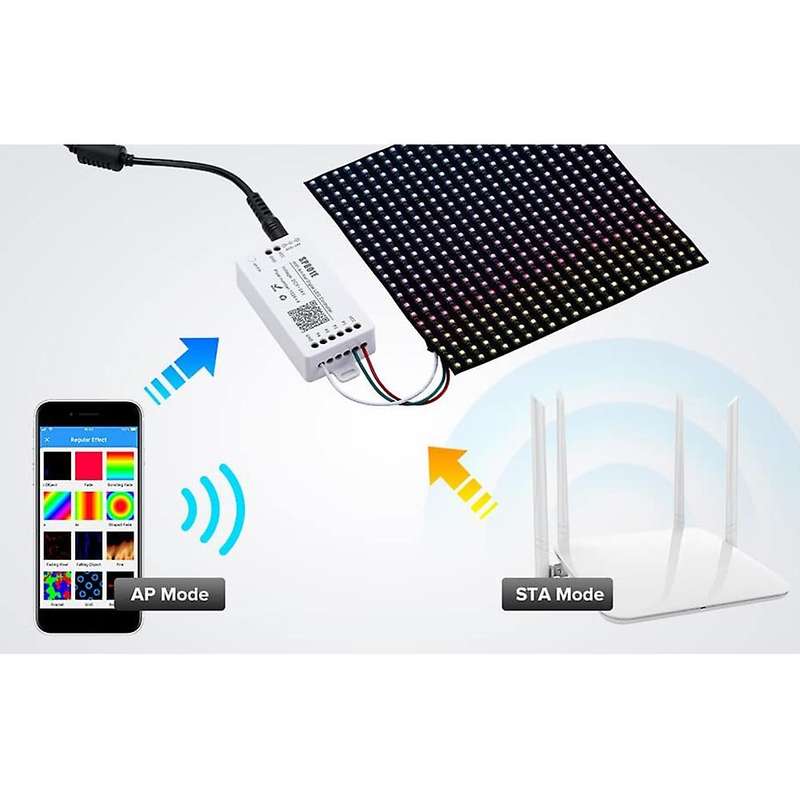 Sp801e Wifi Art-net Led Controller Led Panel Module Ws2812b Ws2811 Light Strip Wireless Control Dc5
