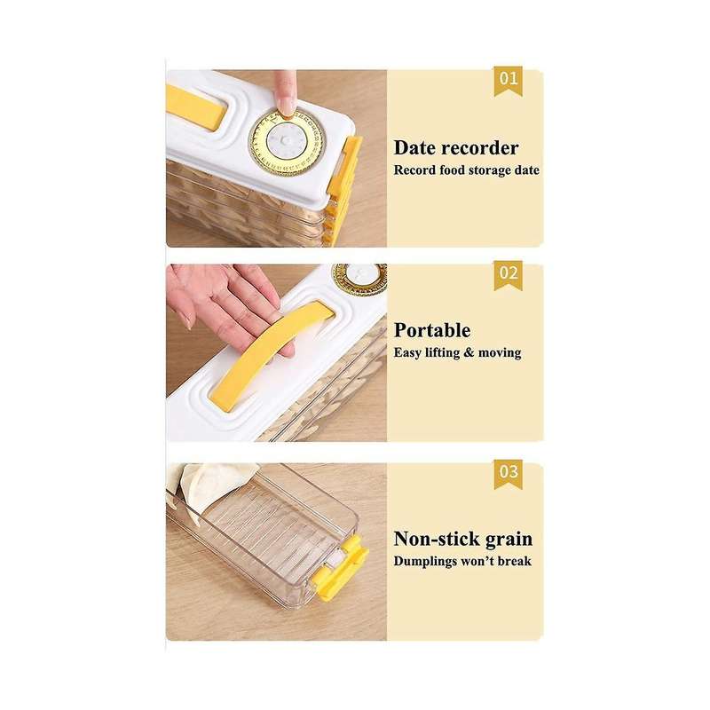 Space Saving Dumplings Keeping Storage Box Multi Layer Dumplings Holder Case Non-stick with Date Re