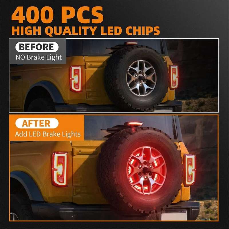 Spare Tire Brake Light Led Third Brake Light for 2021 2022 2023 3-sided Bright Red High-mounted Brak