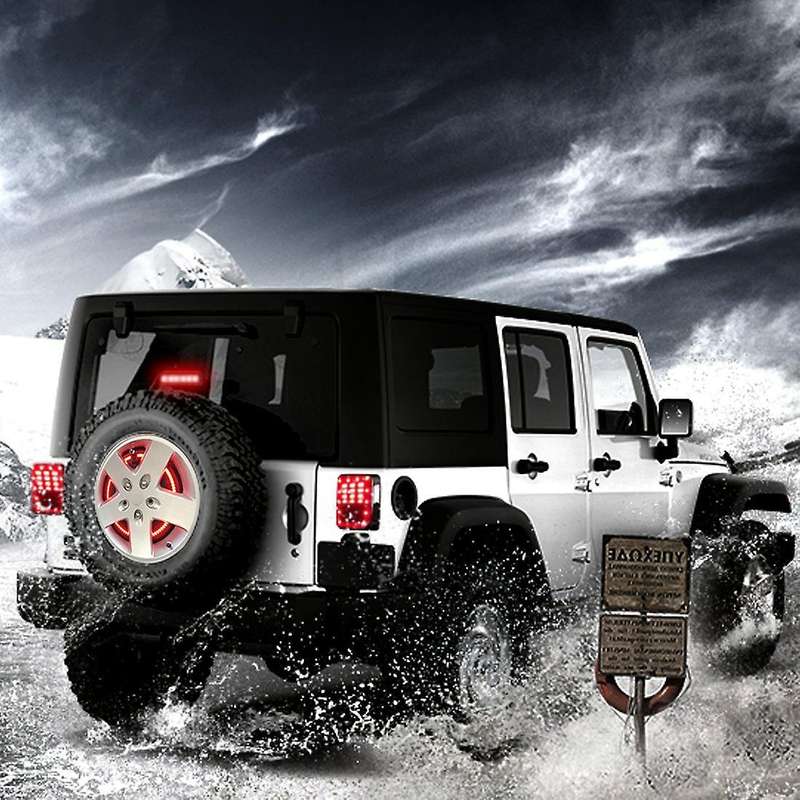 Spare Tire Brake Light Wheel Light 3Rd Third Brake Light for 2007-2017 JK JKU YJ TJ,Red Light