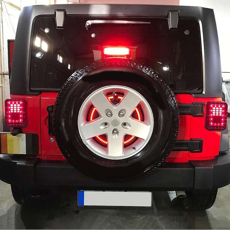 Spare Tire Brake Light Wheel Light 3Rd Third Brake Light for 2007-2017 JK JKU YJ TJ,Red Light