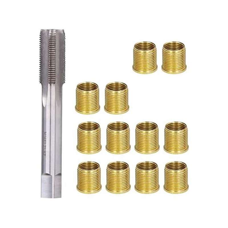 Spark Plug Thread Repair Tools, High Speed Steel Tap Spark Plug with M14X1.25 Inserts and M16X1.25 T