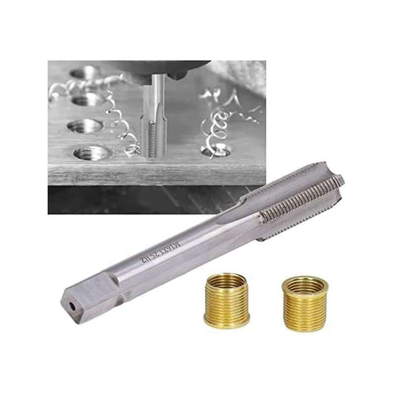 Spark Plug Thread Repair Tools, High Speed Steel Tap Spark Plug with M14X1.25 Inserts and M16X1.25 T