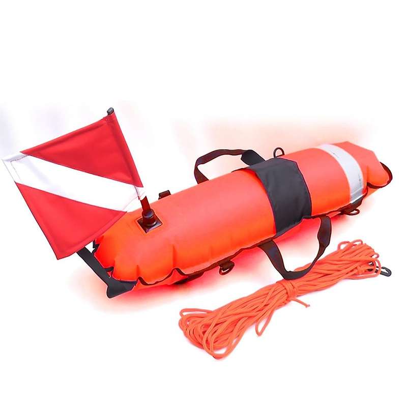 Spearfishing Inflation Buoy Scuba Diving Signal Float Ball with Flag 25 Meters of Rope Reflective St