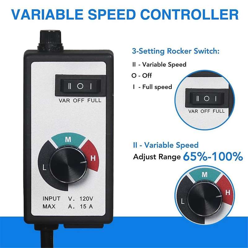 Speed Controller Fan Speed Controller 120V 15Amp Speed Adjuster for Exhaust Fan and Inline Duct Fan