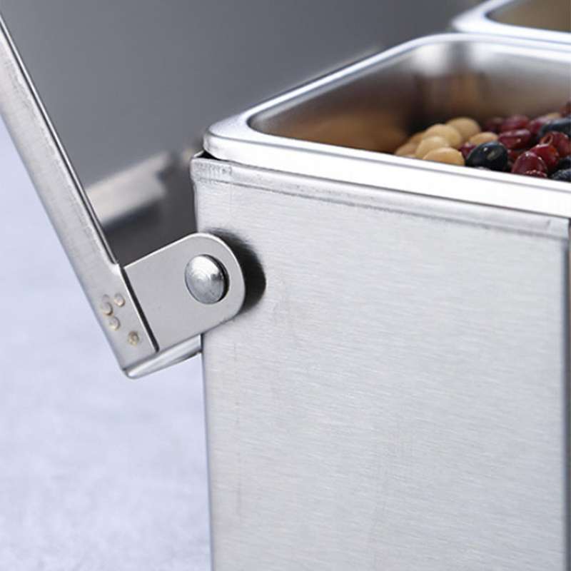 Spice Container Set Stainless Steel Spice Jar Spice Rack Seasoning Square with Lid (5 Compartments)