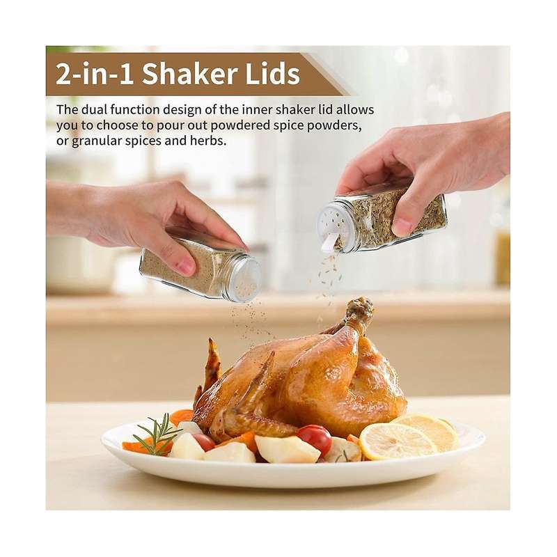 Spice Jars with Label, 24 Pcs Glass Spice Jars 4oz Seasoning Organizer, Empty Square Spice Container