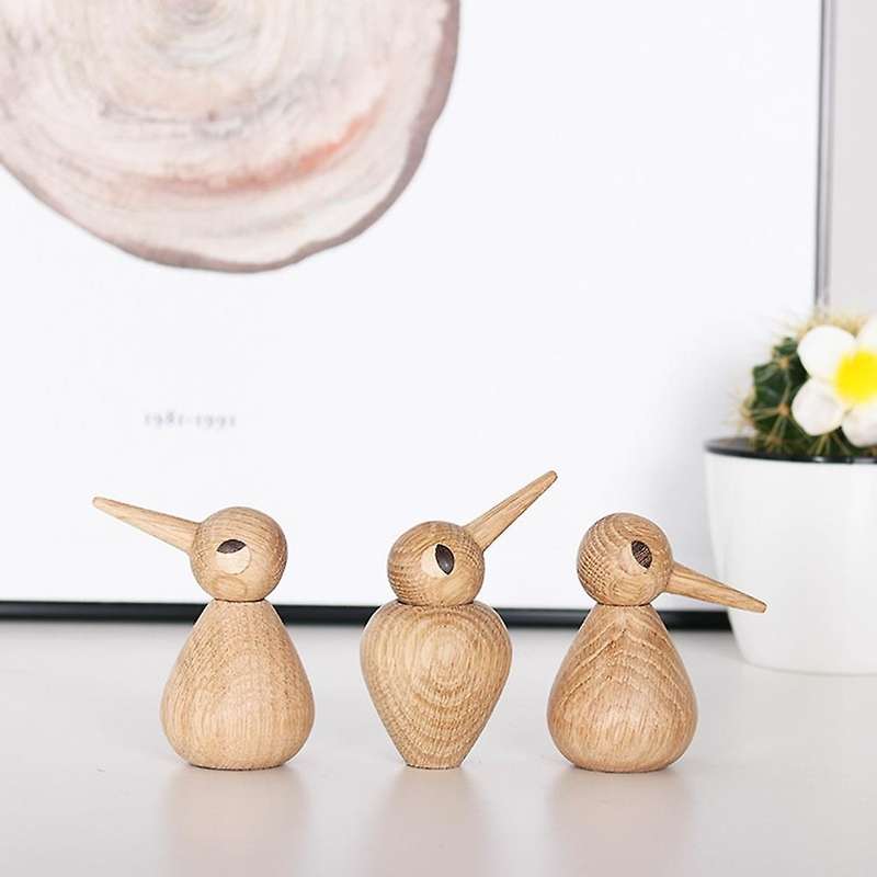 Spiked-Billed Bird Gift of Pure Handmade Solid Wood Decoration in Nordic Denmark Puppet Wood Carving