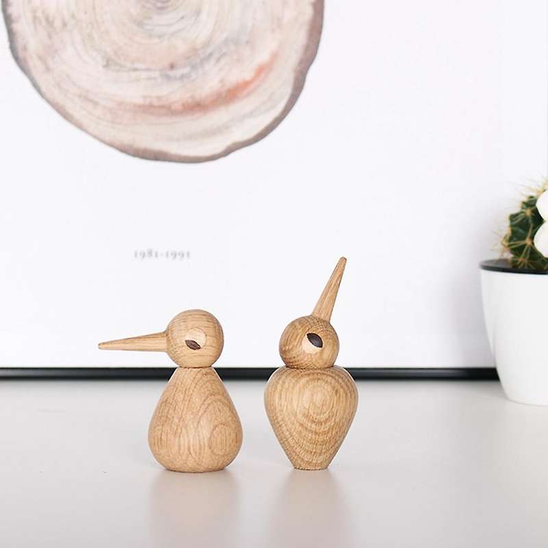 Spiked-Billed Bird Gift of Pure Handmade Solid Wood Decoration in Nordic Denmark Puppet Wood Carving