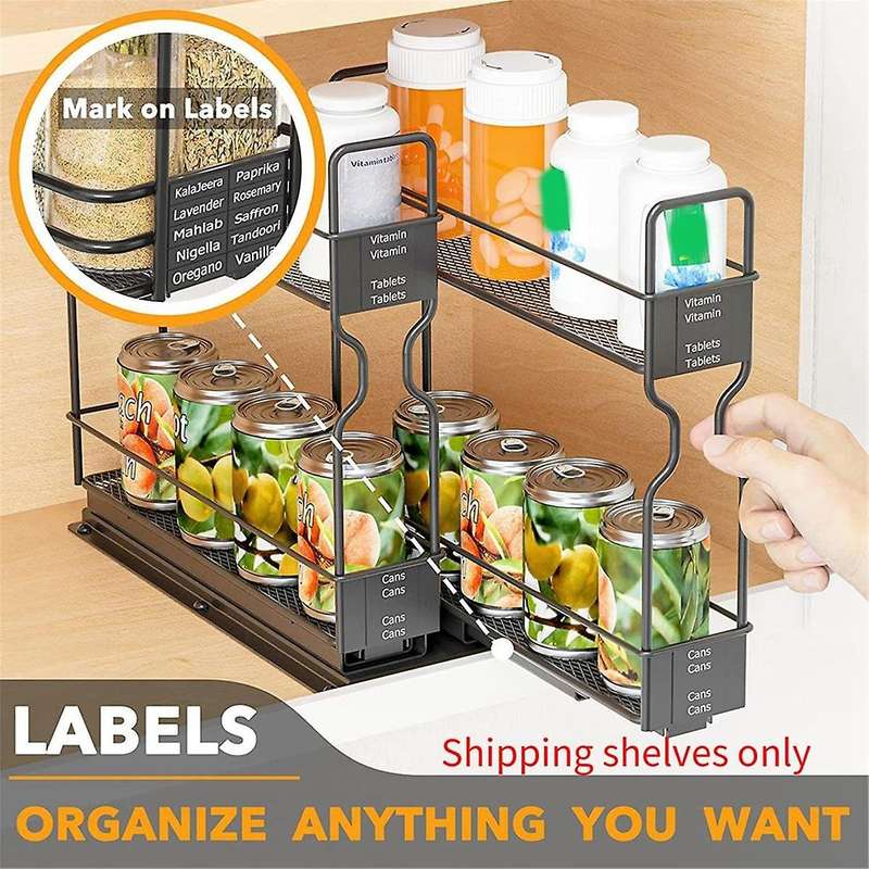 Spice Rack Organizer, 2-tier Pull Out Seasoning Rack for Kitchen Cabinet, Spice Drawer Organizer She