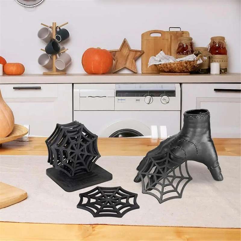 Spider Coaster Table Decor Spooky Spider Web Coasters Festive Halloween Table Placemats for Home Dec