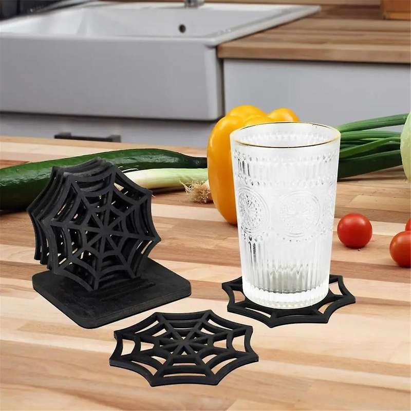 Spider Coaster Table Decor Spooky Spider Web Coasters Festive Halloween Table Placemats for Home Dec