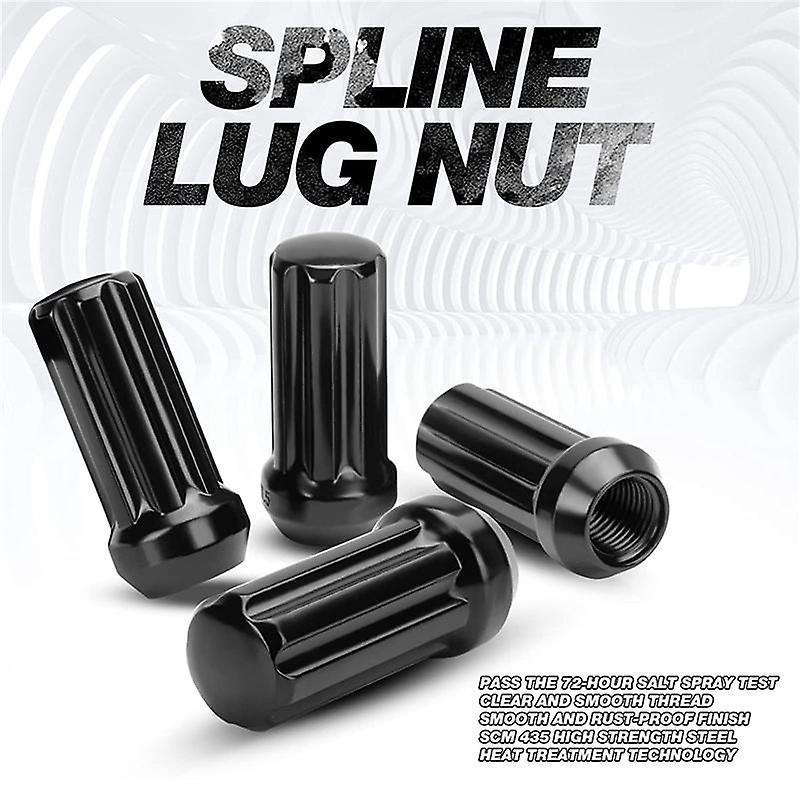 Spline Drive Awl Acorn Cone Lug Nuts 2Inch Long Black