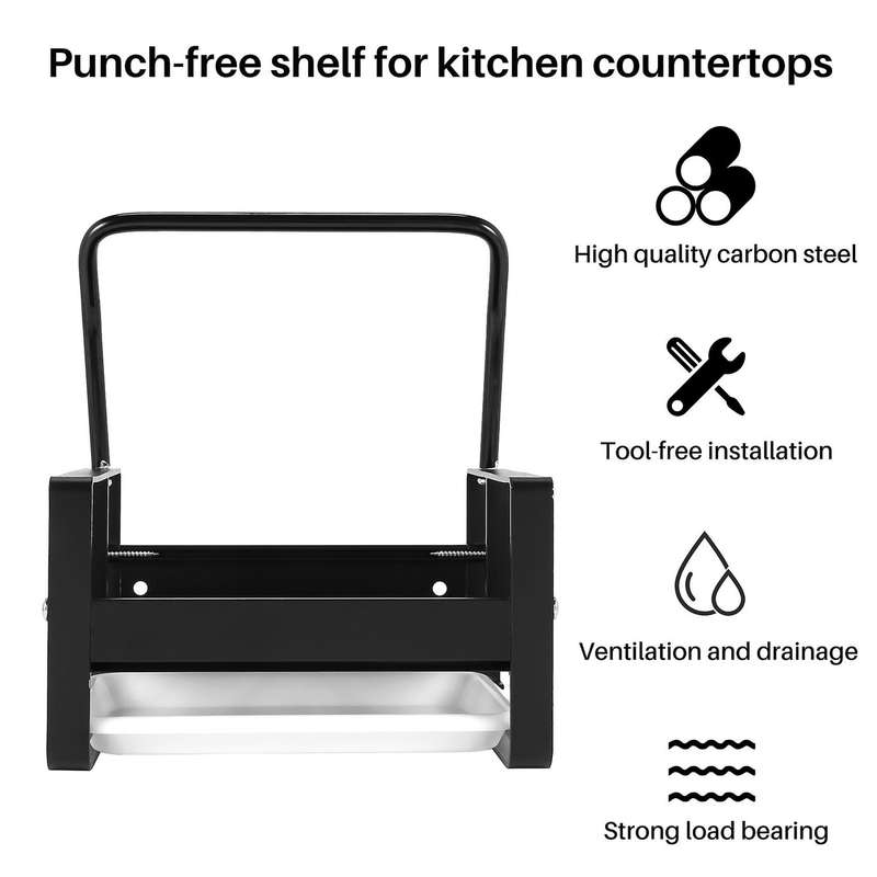 Sponge Holder Kitchen Sink Rack Stand Cleaning Brush Soap Organizer Storage Rack with Drain Tray B