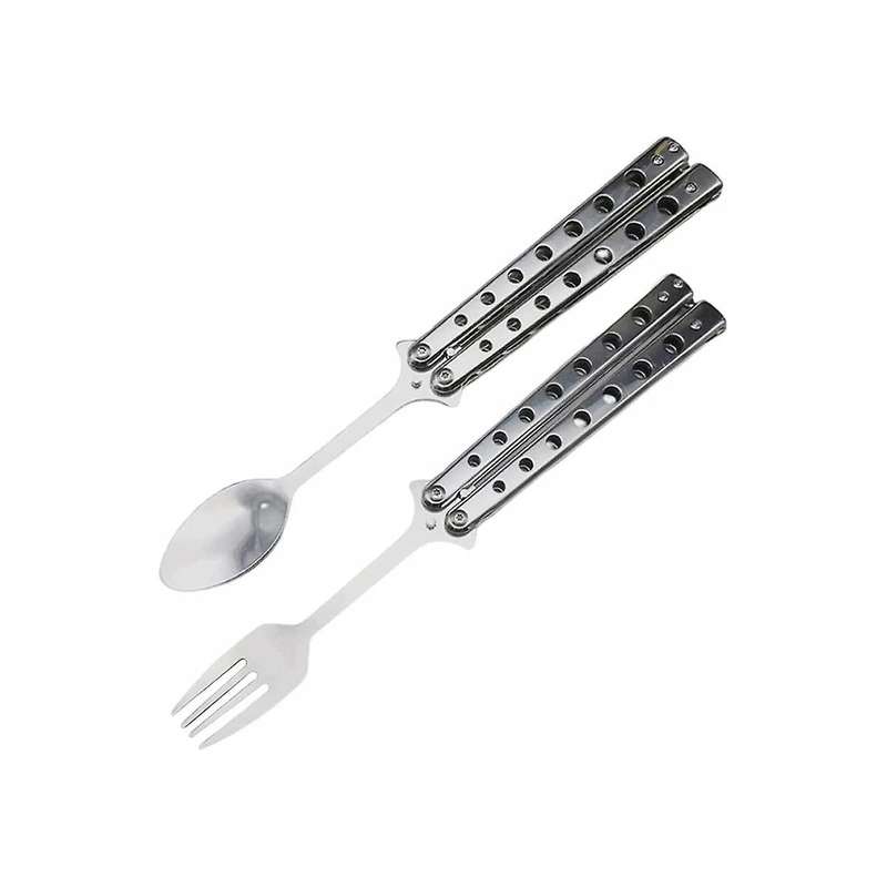 Spoon and Fork Set, Collapsible Stainless Steel Cutlery for Kitchen Bbq