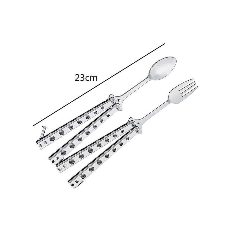 Spoon and Fork Set, Collapsible Stainless Steel Cutlery for Kitchen Bbq