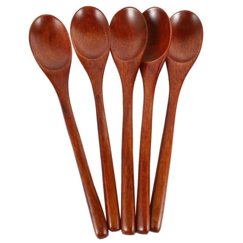 Spoons Wooden Soup Spoon 5 Pieces Eco Friendly Tableware Natural Ellipse Wooden Ladle Spoon Set Comp