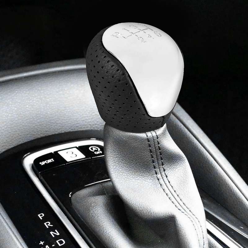Sport Perforated Leather Gear Knob Chrome 6-speed for I30 Ix35