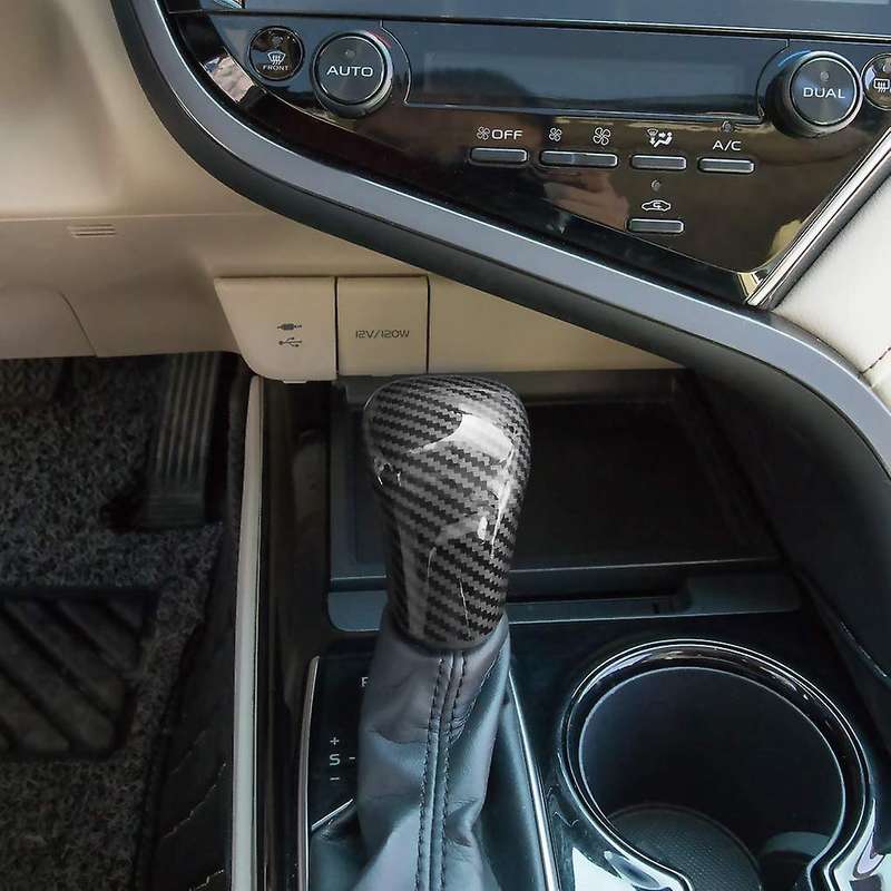 Sport Style Carbon Fiber Print Auto Gear Shift Knob Cover Trim for Toyota Camry 2018-2020 Avalon Co