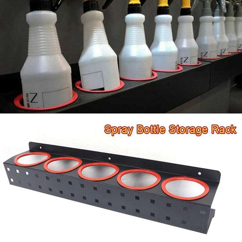 Spray Bottle Storage Rack Wall-Mounted Hanging Organization Shelf Accessories Display Automatic Clea