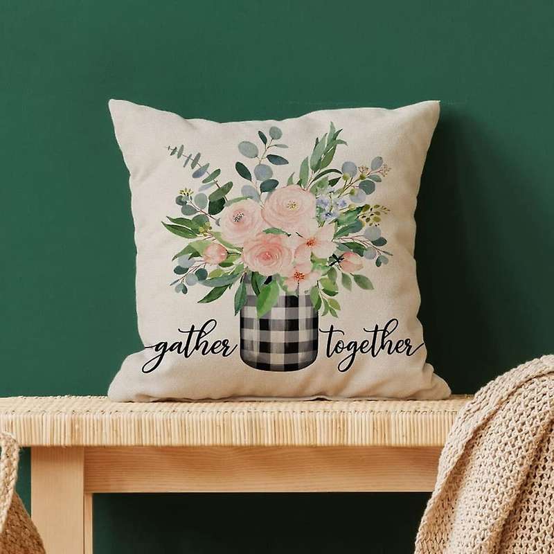 Spring Pillow Covers 18X18 Set of 4 Home Throw Pillows Spring Decorations Farmhouse Pillows for Sofa