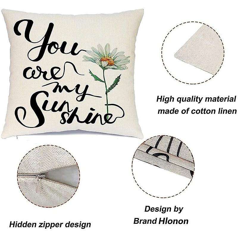 Spring Pillow Covers 18X18 Set of 4 Farmhouse Throw Pillows Covers for Outdoor Home Decor Couch Sofa