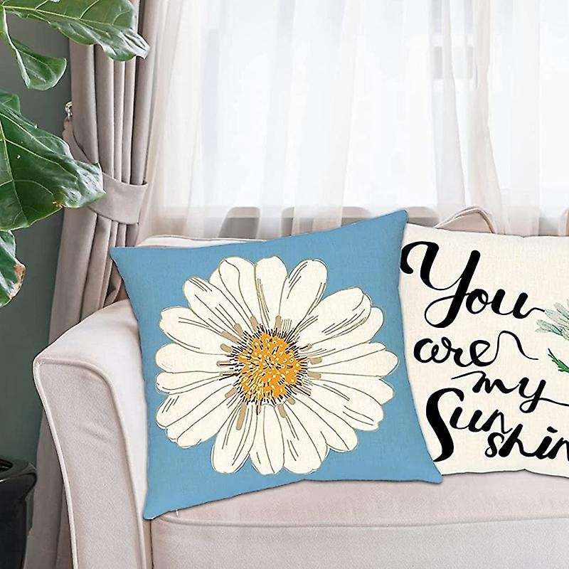Spring Pillow Covers 18X18 Set of 4 Farmhouse Throw Pillows Covers for Outdoor Home Decor Couch Sofa