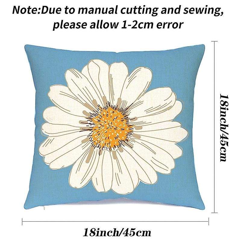 Spring Pillow Covers 18X18 Set of 4 Farmhouse Throw Pillows Covers for Outdoor Home Decor Couch Sofa
