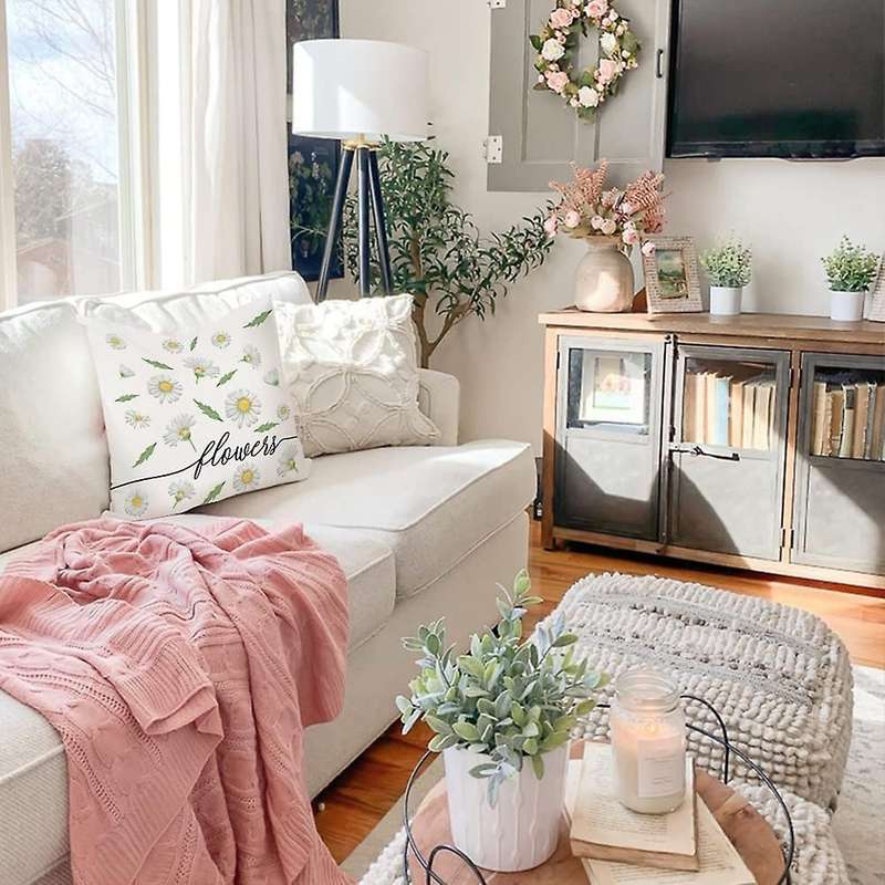 Spring Pillow Covers 18X18 Set of 4 Farmhouse Spring Decor Pillows Decorative Throw Pillows Spring D