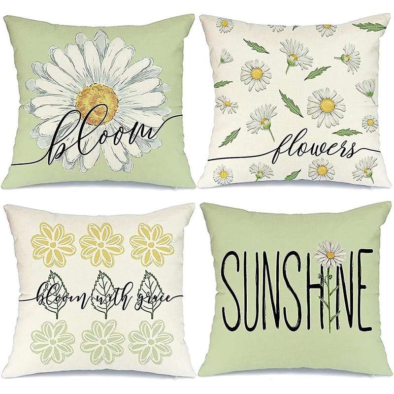 Spring Pillow Covers 18X18 Set of 4 Farmhouse Spring Decor Pillows Decorative Throw Pillows Spring D