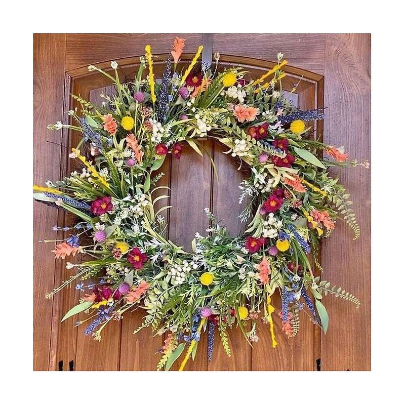 Spring Wreaths for Front Door 18in Outside Welcome Summer Flowers Weatherproof Greenery All Seasons