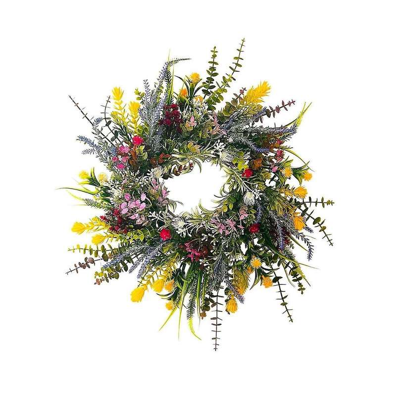 Spring Wreaths for Front Door 18in Outside Welcome Summer Flowers Weatherproof Greenery All Seasons