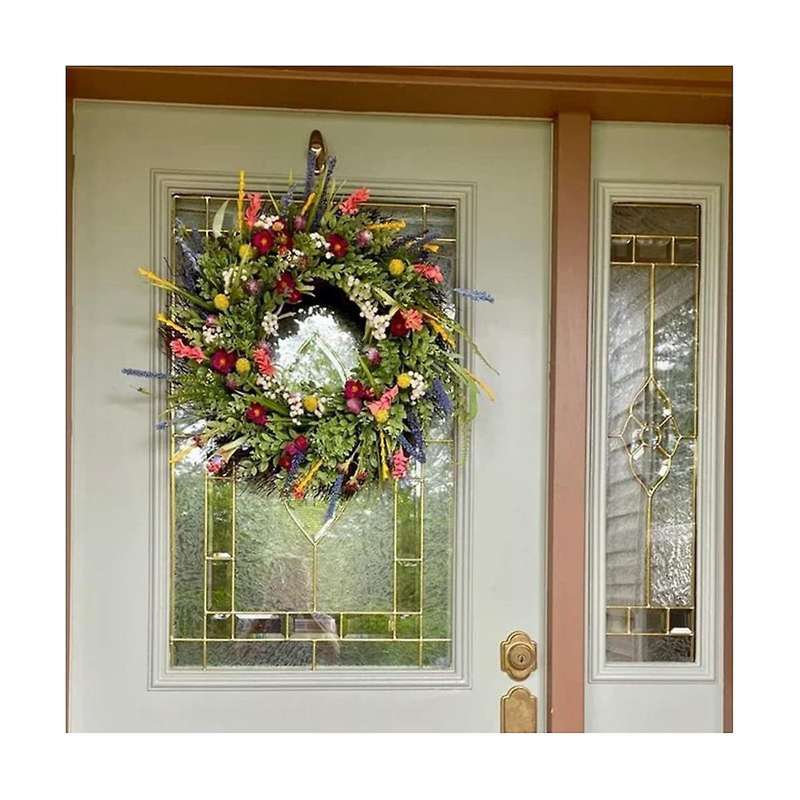 Spring Wreaths for Front Door 18in Outside Welcome Summer Flowers Weatherproof Greenery All Seasons