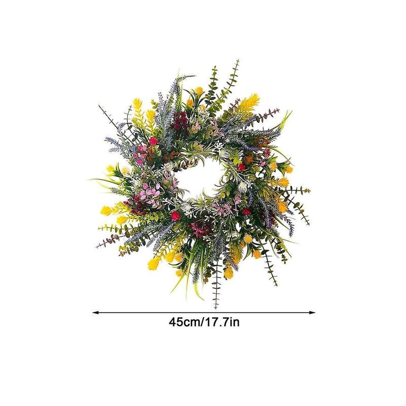 Spring Wreaths for Front Door 18in Outside Welcome Summer Flowers Weatherproof Greenery All Seasons