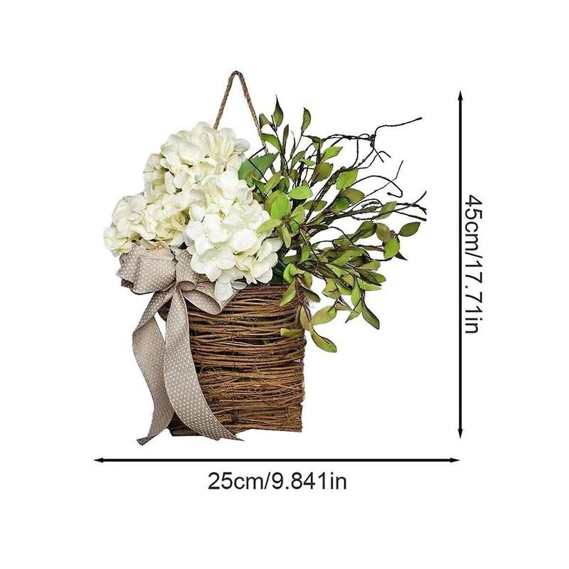 Spring Wildflower Door Hanging Basket Wreath Spring Welcome Sign Easter Day for Front Door, Home De