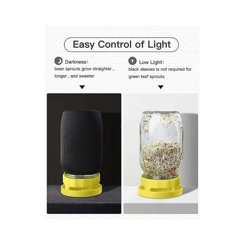 Sprouting Lids, Plastic Sprout Lid with Stainless Steel Screen for Wide Mouth Jars, Germination Kit