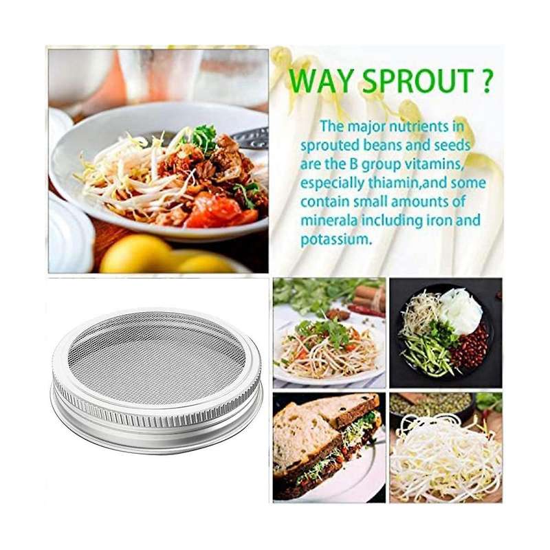 Sprouting Lid, Stainless Steel Sprouting Jar Lid, Sprouting Kit for 86mm Mouth Jars, Germination Ki