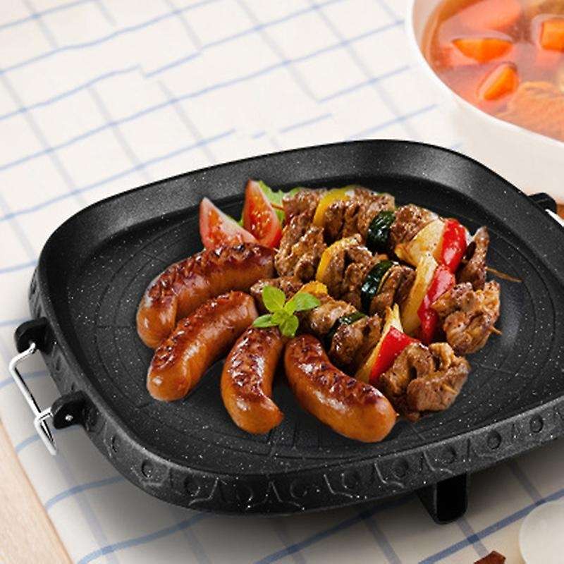 Square Nonstick Korean Grill Pan Barbecue Portable Hot Plate Stone Coating Household Outdoor Baking