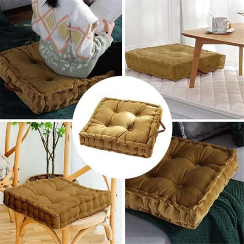 Square Seat Cushion Thick Dutch Fleece Floor Pillow Cushion with Carrying Handle Meditation Cushion