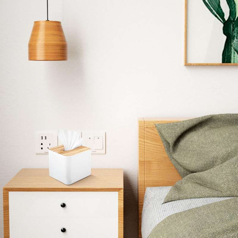 Square Tissue Box Tissue Box with Wooden Lid Household Removable Mini Wooden Tissue Box