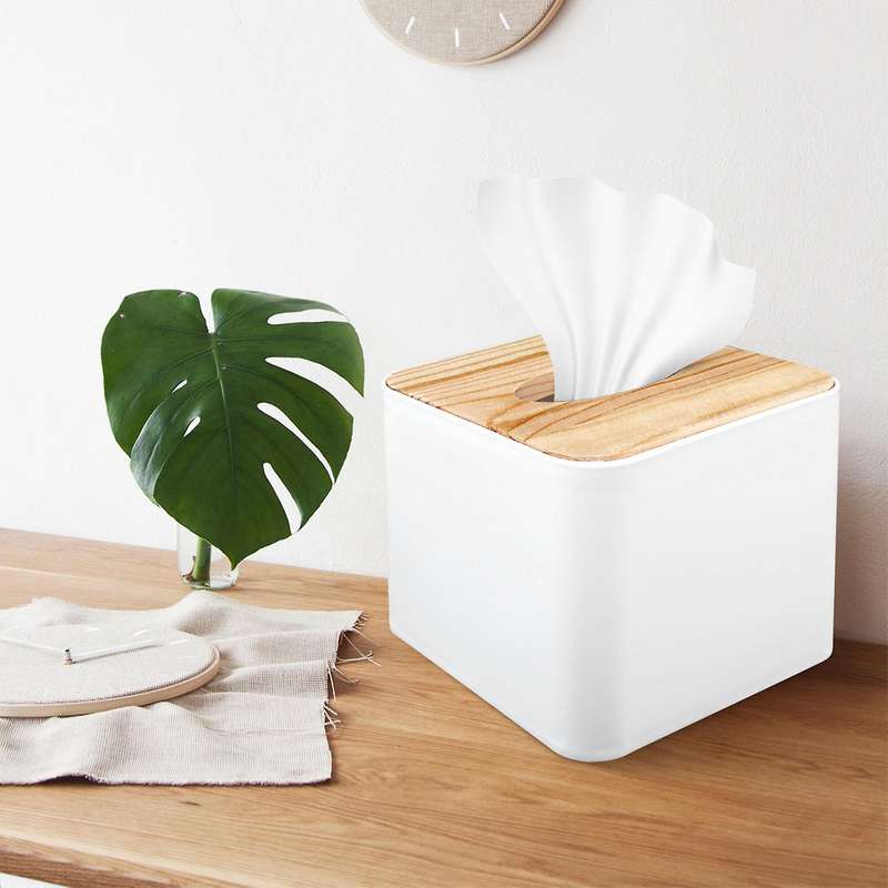 Square Tissue Box Tissue Box with Wooden Lid Household Removable Mini Wooden Tissue Box