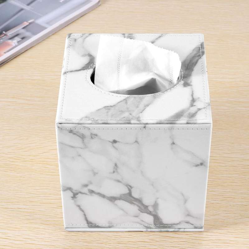 Square Square Tissue Box PU Leather Paper Holder Toilet Paper Box Napkin Paper Box Cover Locker To