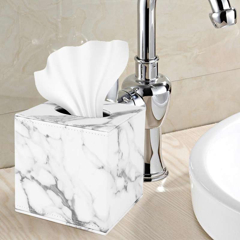 Square Square Tissue Box PU Leather Paper Holder Toilet Paper Box Napkin Paper Box Cover Locker To