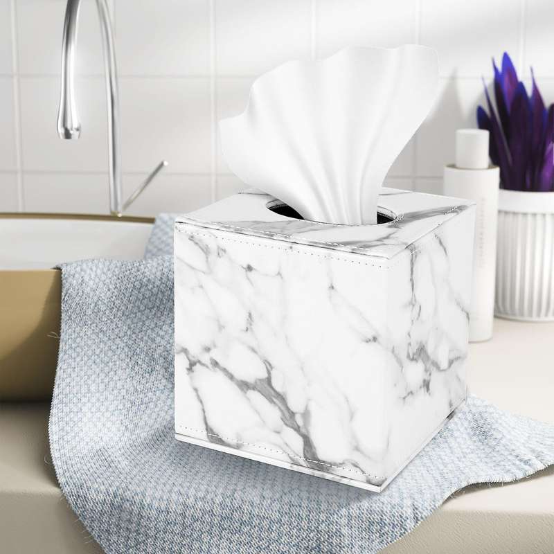 Square Square Tissue Box PU Leather Paper Holder Toilet Paper Box Napkin Paper Box Cover Locker To